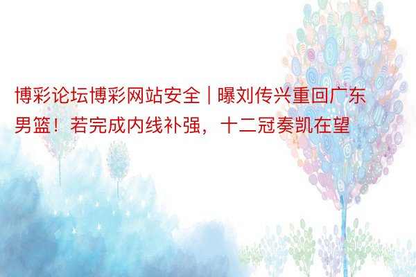 博彩论坛博彩网站安全 | 曝刘传兴重回广东男篮！若完成内线补强，十二冠奏凯在望
